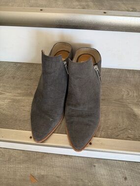Dolce Vita Gray Suede Pointed Chukka Zip Boots